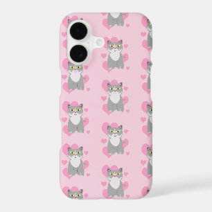 Fun Cute Grey Cat Love Cartoon