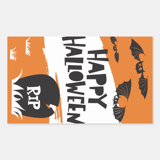 Fun Cute Happy Halloween Rectangular Sticker (Front)