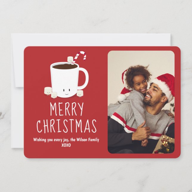 Fun Cute Hot Chocolate Photo Christmas Holiday Card (Front)