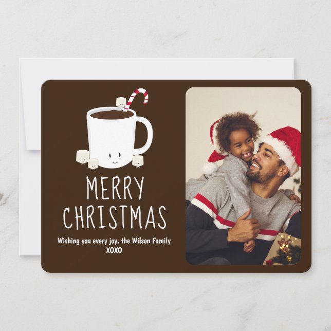 Fun Cute Hot Chocolate Photo Christmas Holiday Card (Front)
