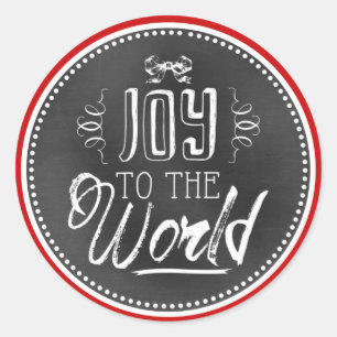 Fun Cute Joy To The World Blackboard Classic Round Sticker