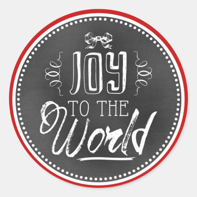 Fun Cute Joy To The World Blackboard Classic Round Sticker (Front)