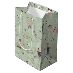 Fun-Cute kids playing soccer Medium Gift Bag