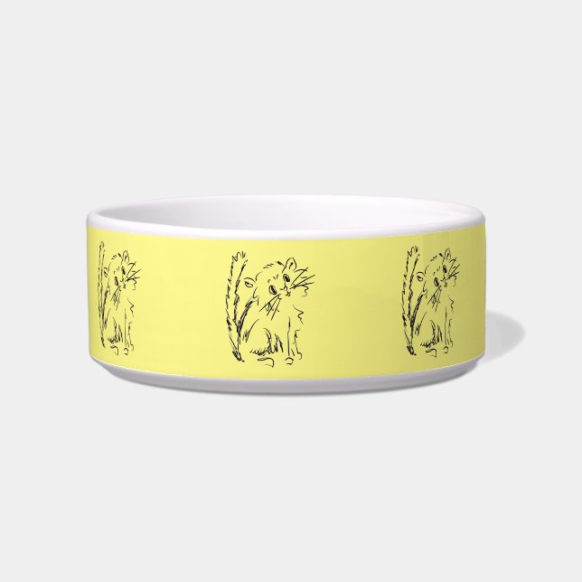 Fun Cute Kitty Colourful Yellow Cat Bowl (Front)