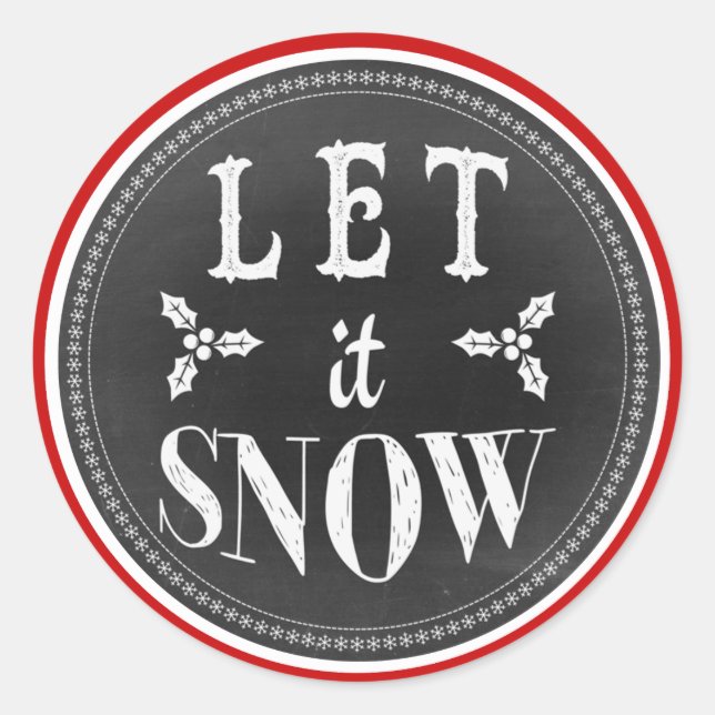 Fun Cute Let It Snow Blackboard Classic Round Sticker (Front)