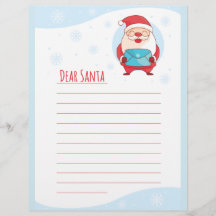 Fun Cute Letter to Dear Santa Claus lined template