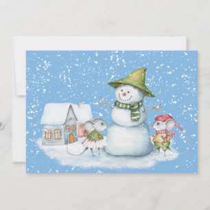 Fun Cute Merry Christmas Snow Holiday Card