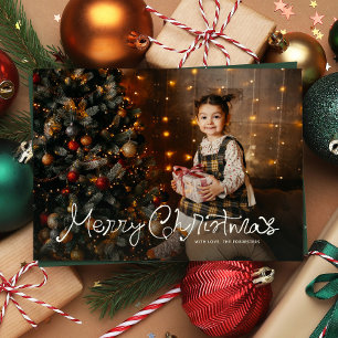 Fun cute Merry Christmas whimsical script photo Holiday Card
