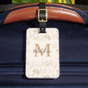 Fun Cute Neutral Pop Dog Pattern Luggage Tag