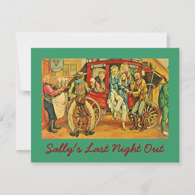 FUN CUTE OLD WEST BACHELORETTE PARTY INVITATIONS (Front)