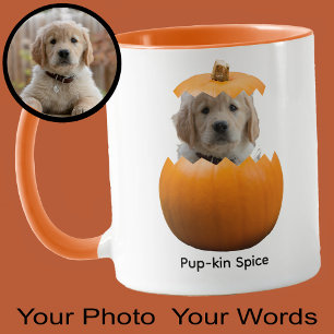 Fun Cute Personalised Halloween Pumpkin Dog Photo Mug