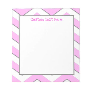 Fun Cute Pink Chevron Stripe Personalised Notepad