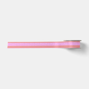 Fun Cute Pink Geometric Stripes Satin Ribbon