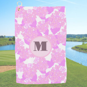 Fun Cute pink preppy floral custom monogram ladies Golf Towel