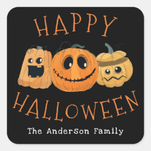 Fun Cute Pumpkin Jack O'Lantern Halloween Party Square Sticker