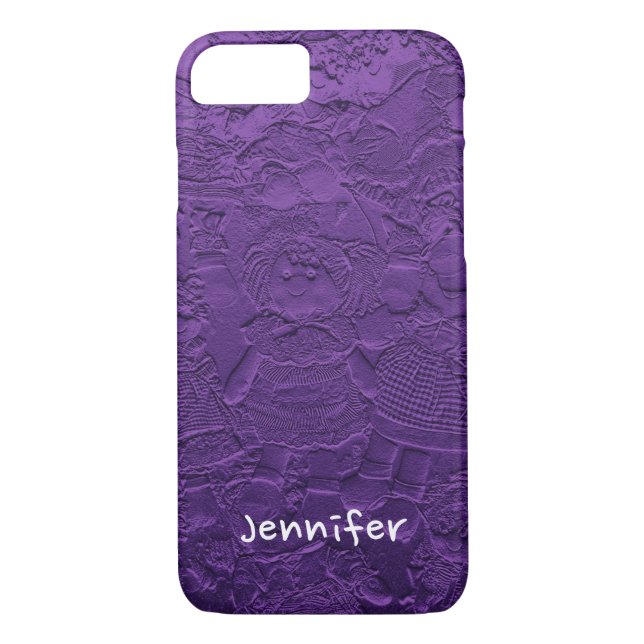 Fun, Cute Purple Rag Dolls, with Personalised Name Case-Mate iPhone Case (Back)