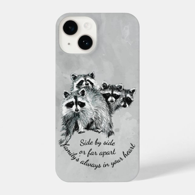 Fun Cute Racoon Animal Family Quote iPhone Case (Back)