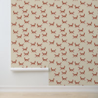 Fun Cute Red Fox Pattern on Beige