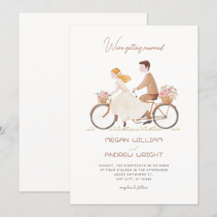 Fun cute romantic floral couple hand drawn wedding invitation