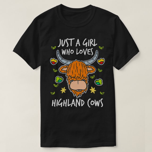 Fun Cute Scottish Highland Cow  T-Shirt (Design Front)