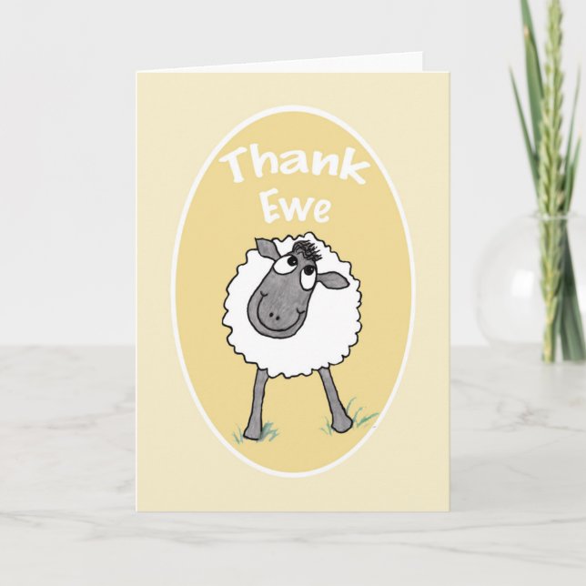 Fun Cute Sheep Thank Ewe Greeting Card (Front)