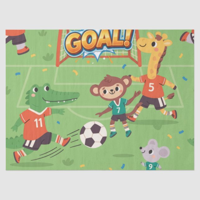 Fun-Cute Soccer Animals Tissue Paper (Front)