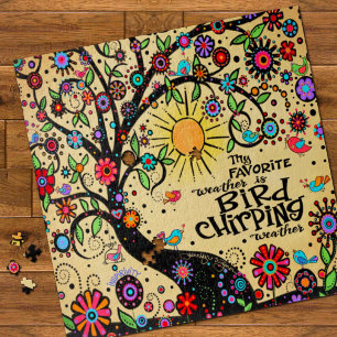 Fun Cute Spring Bird Chirping Weather Inspirivity Jigsaw Puzzle