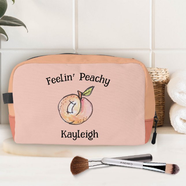 Fun Cute Summer Modern Peach Peaches Name Dopp Kit (Creator Uploaded)