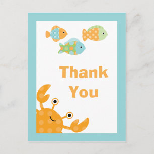 Fun cute under the sea thank you postcard