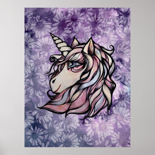 Fun cute unicorn art unicorns design poster (Front)