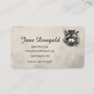 Fun Cute Watercolor Raccoon Animal Business Card