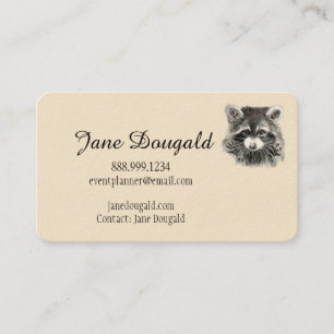 Fun Cute Watercolor Racoon Animal Business Card