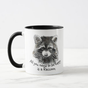 Fun Cute Watercolor Racoon Cheerful Inspirational Mug