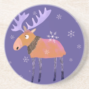 Fun Cute Winter Moose Coaster