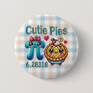 Fun “Cutie Pies” Cute Pi Symbol & Pie Pun 6 Cm Round Badge