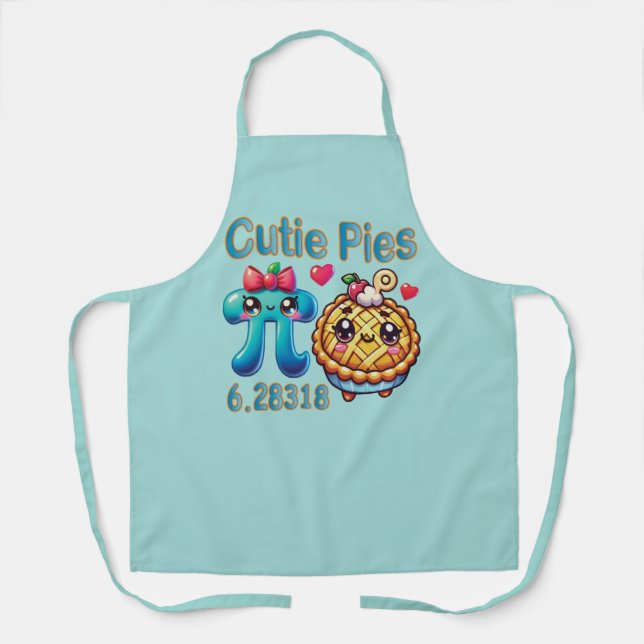 Fun “Cutie Pies” Cute Pi Symbol & Pie Pun Apron (Front)