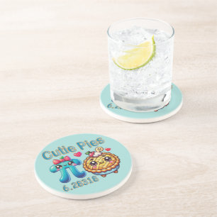 Fun “Cutie Pies” Cute Pi Symbol & Pie Pun Coaster