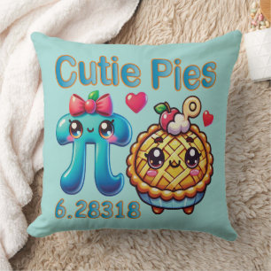 Fun “Cutie Pies” Cute Pi Symbol & Pie Pun Cushion