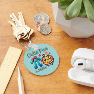 Fun “Cutie Pies” Cute Pi Symbol & Pie Pun Key Ring