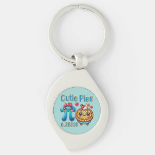 Fun “Cutie Pies” Cute Pi Symbol & Pie Pun Key Ring