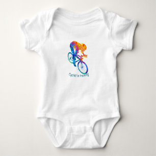 Fun Cyclist in training for biking Quote Baby Bodysuit