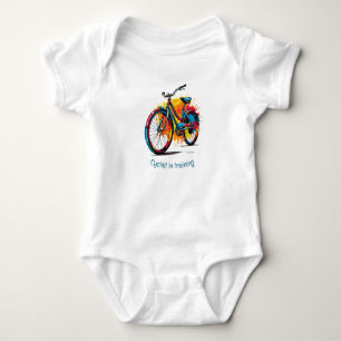 Fun Cyclist in training for biking Quote Baby Bodysuit