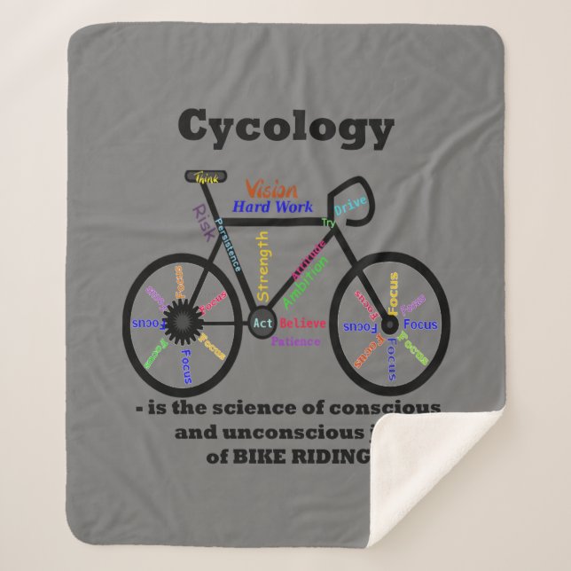 Fun Cycology Biking Bike Riding Definition Humour Sherpa Blanket (Front)