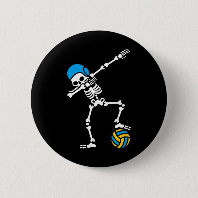 Fun Dab dabbing skeleton Water polo Halloween swim 6 Cm Round Badge (Front)