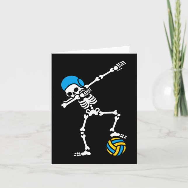 Fun Dab dabbing skeleton Water polo Halloween swim Card (Front)