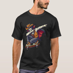 Fun Dabbing Dracula Vampire Cowboy Riding Sketbord T-Shirt