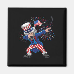 Fun Dabbing Uncle Sam Ice Hockey Puck Indepedence Magnet