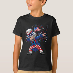Fun Dabbing Uncle Sam Ice Hockey Puck Indepedence  T-Shirt