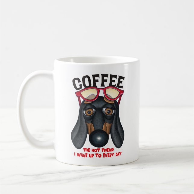 Fun Dachshund and Coffee  Mug (Left)