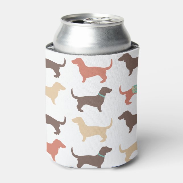 Fun Dachshund Dog Pattern Can Cooler (Can Front)